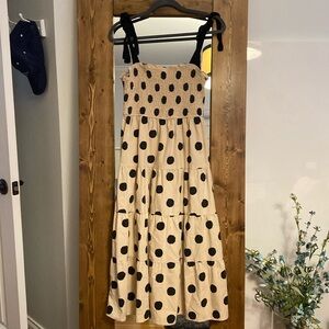Her Entire Name Says Grace Tan with Black Polka Dots Dress Size L